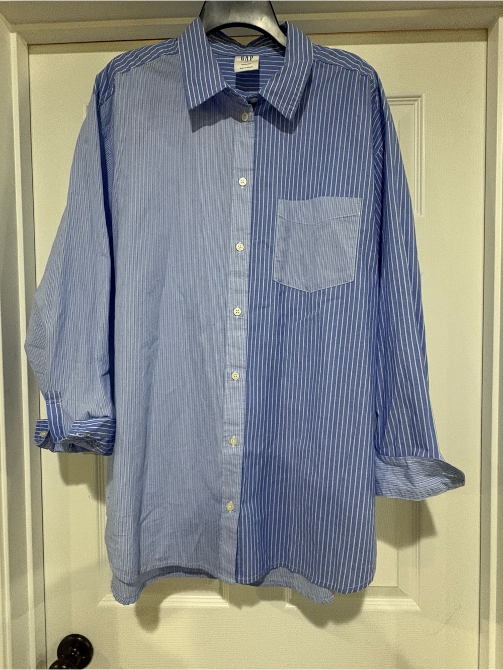 GAP Two-Tone Light and Medium Blue Striped Button-Down Shirt